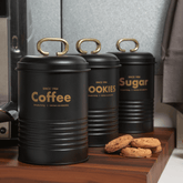 Pote Porta Mantimento Café Metal Preto 19cm - Ela Decora